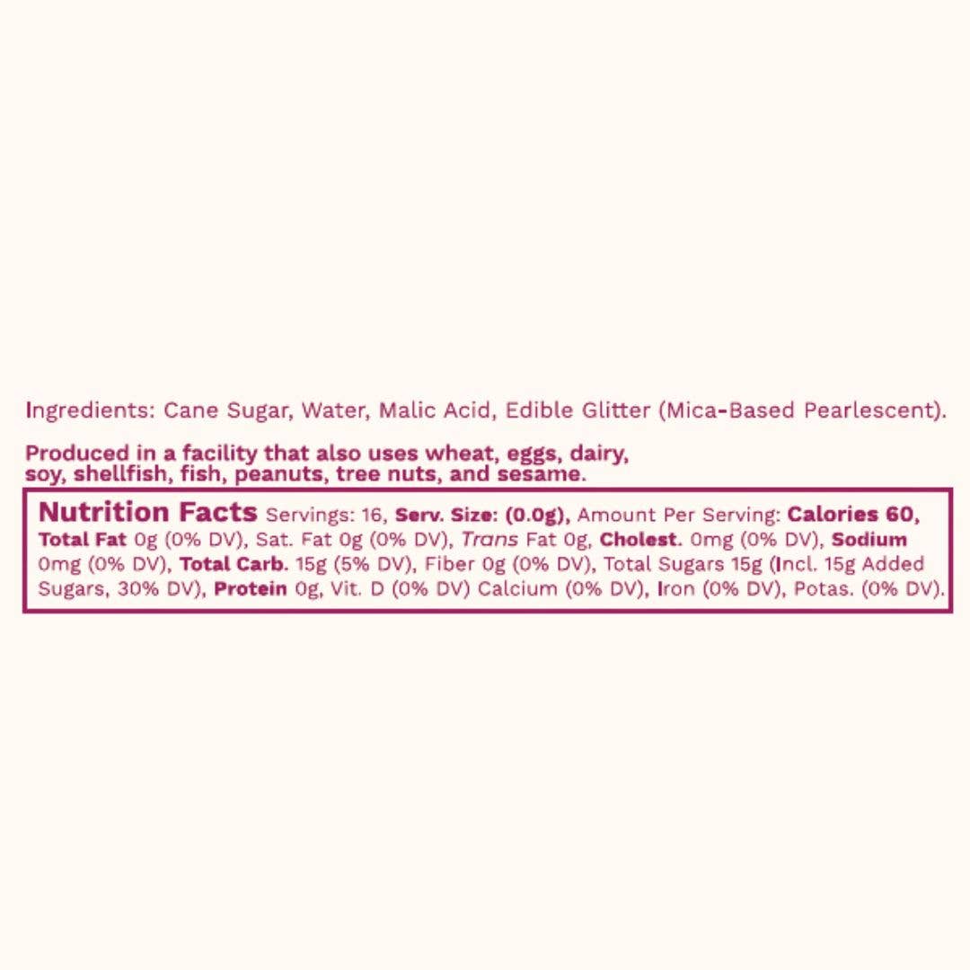 simple syrup drink mixer with edible glitter nutrition facts
