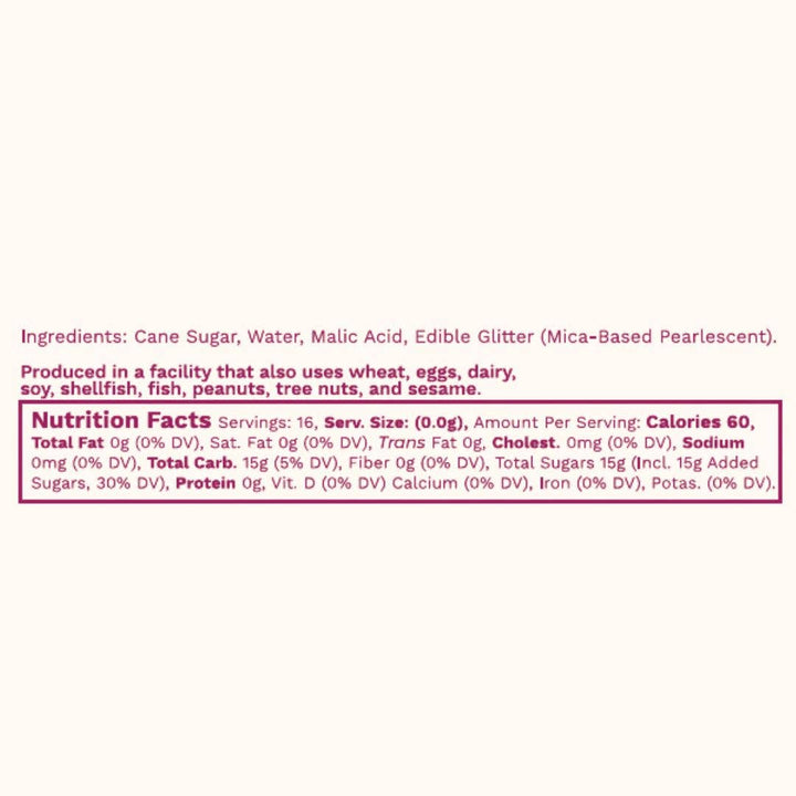 simple syrup drink mixer with edible glitter nutrition facts