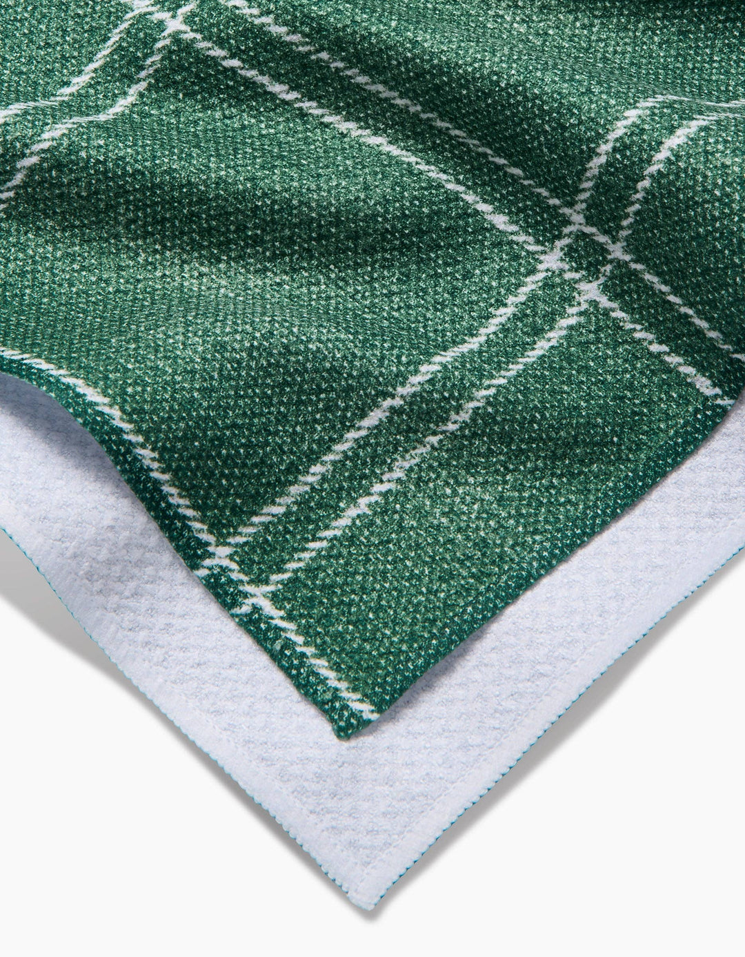 forest green and white plaid tea towel