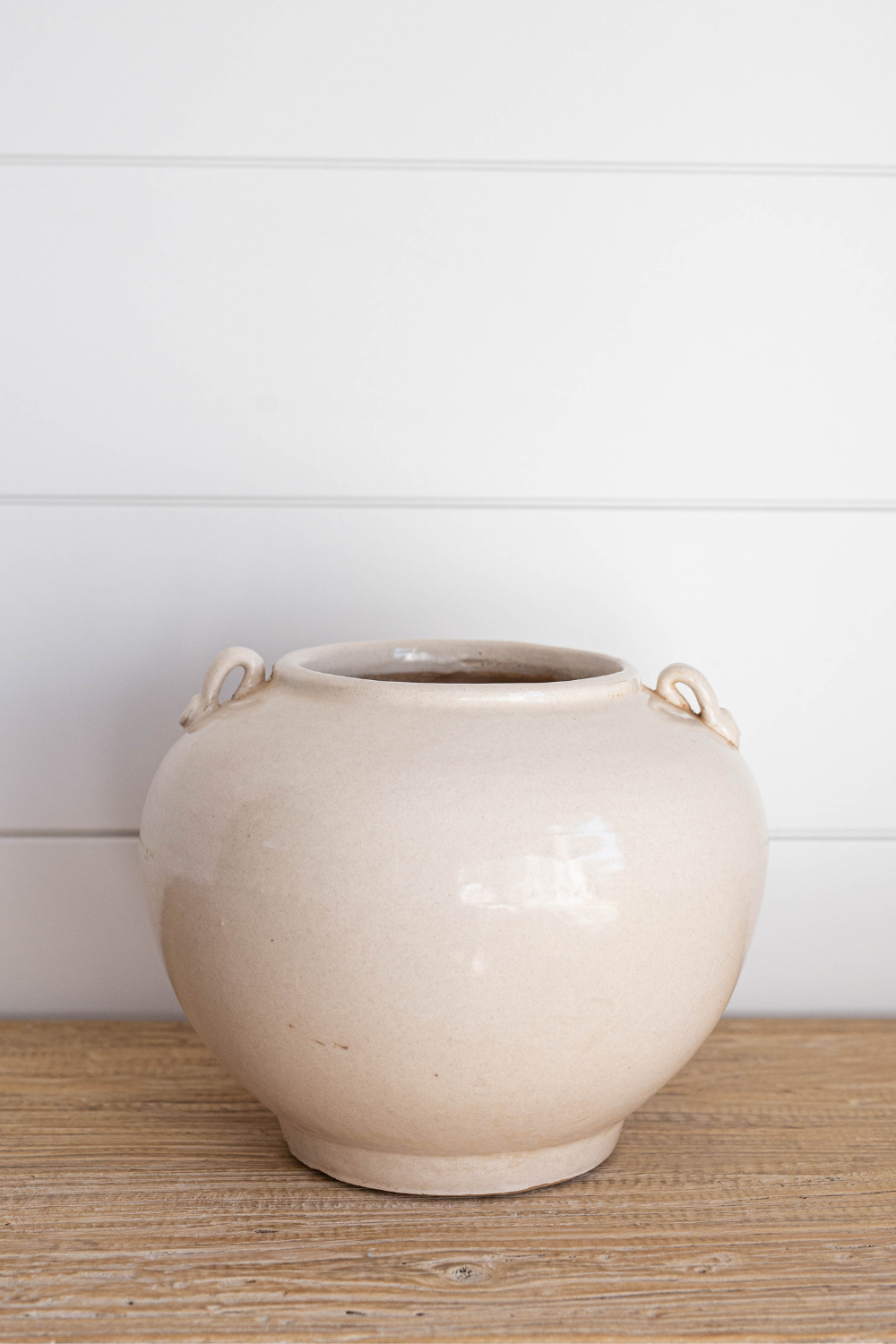 Cream Glazed Vintage Pot Vase - Thumbnail 2
