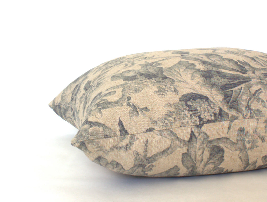 Designer Floral Lumbar, Tan Throw Pillow | Creek: 14x36