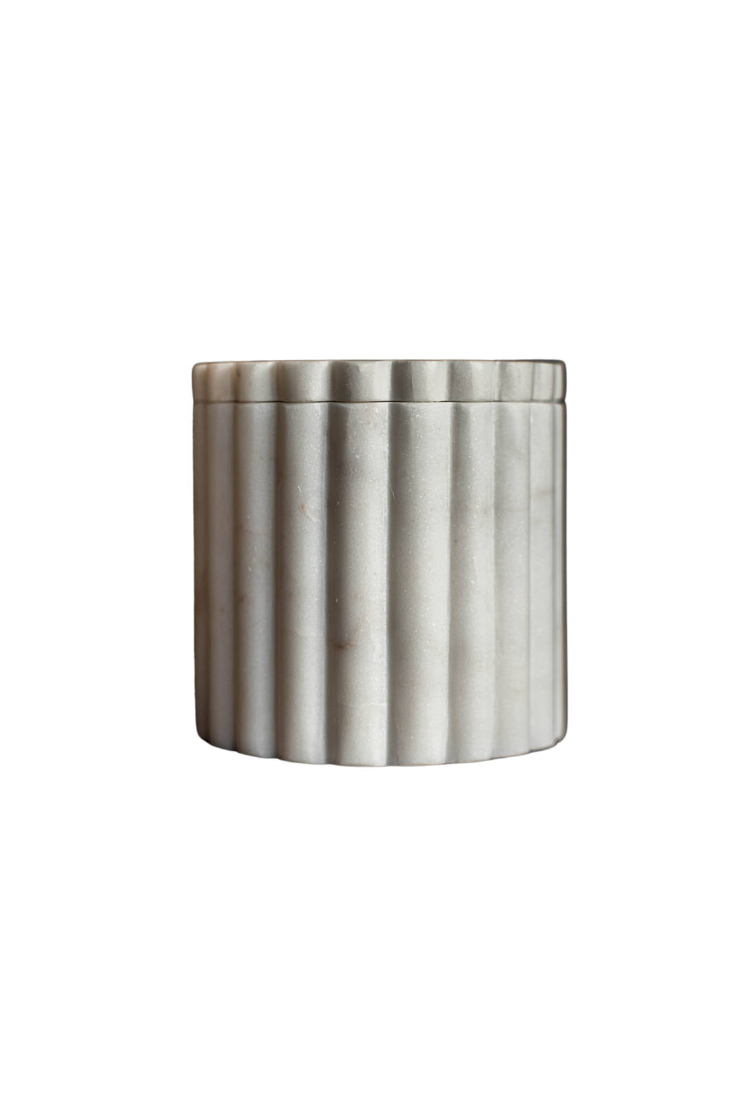 Fluted Jar Canister White Marble