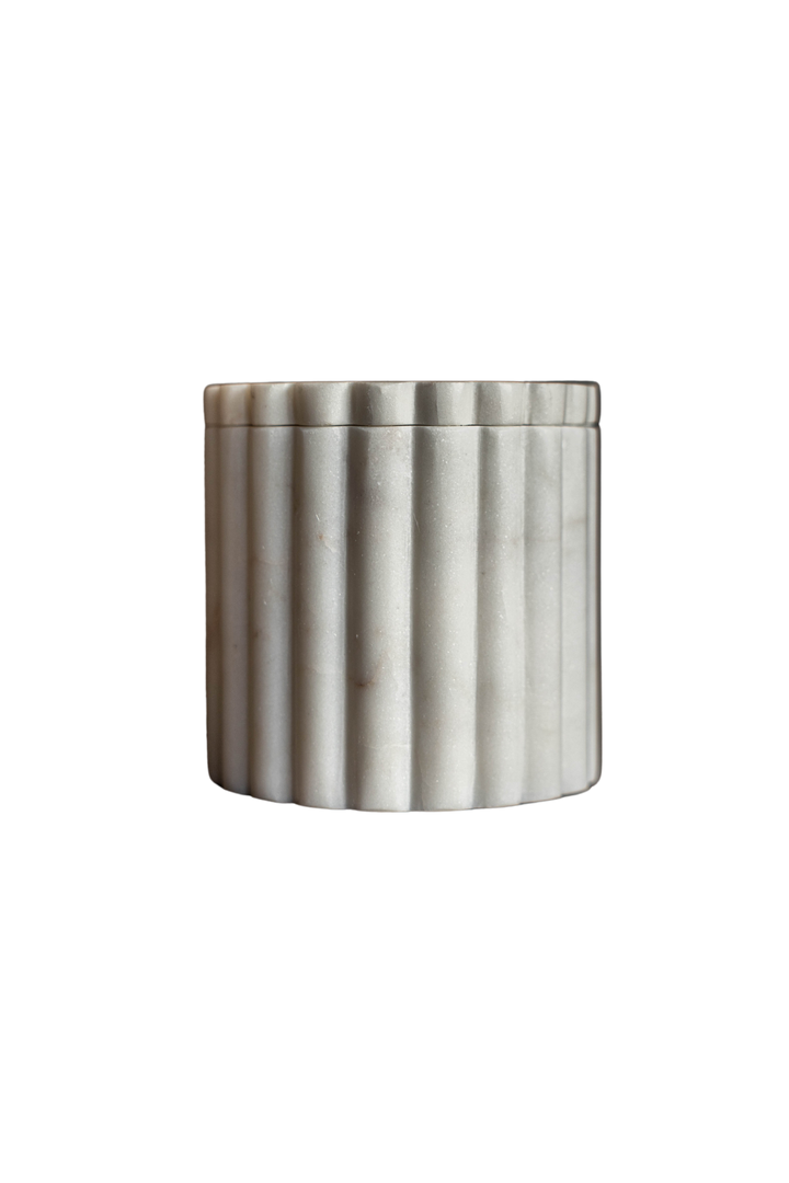Fluted Jar Canister White Marble