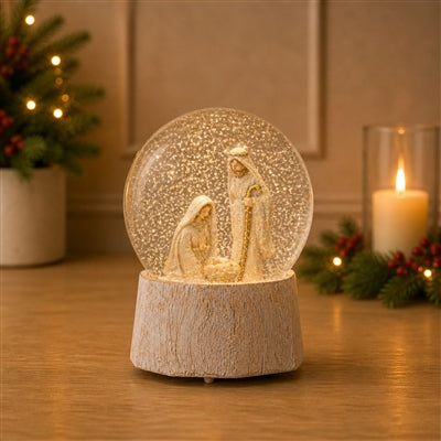 Musical Snow Globe w/Holy Family