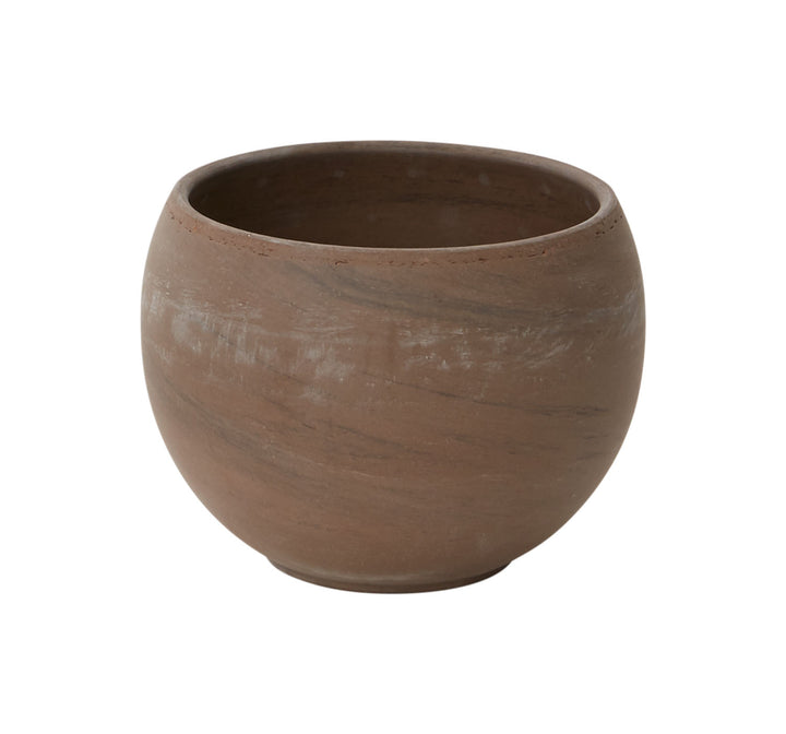 Brown ceramic pot on a white background