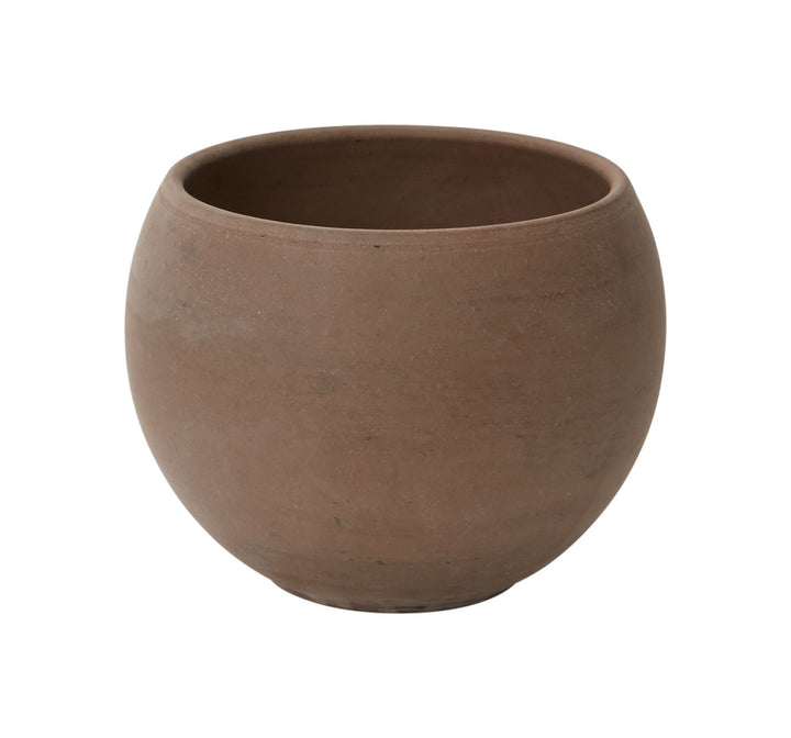 Brown ceramic pot on a white background