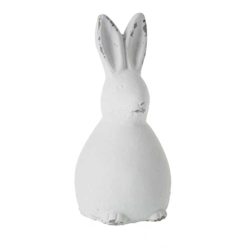 White ceramic rabbit figurine on a white background