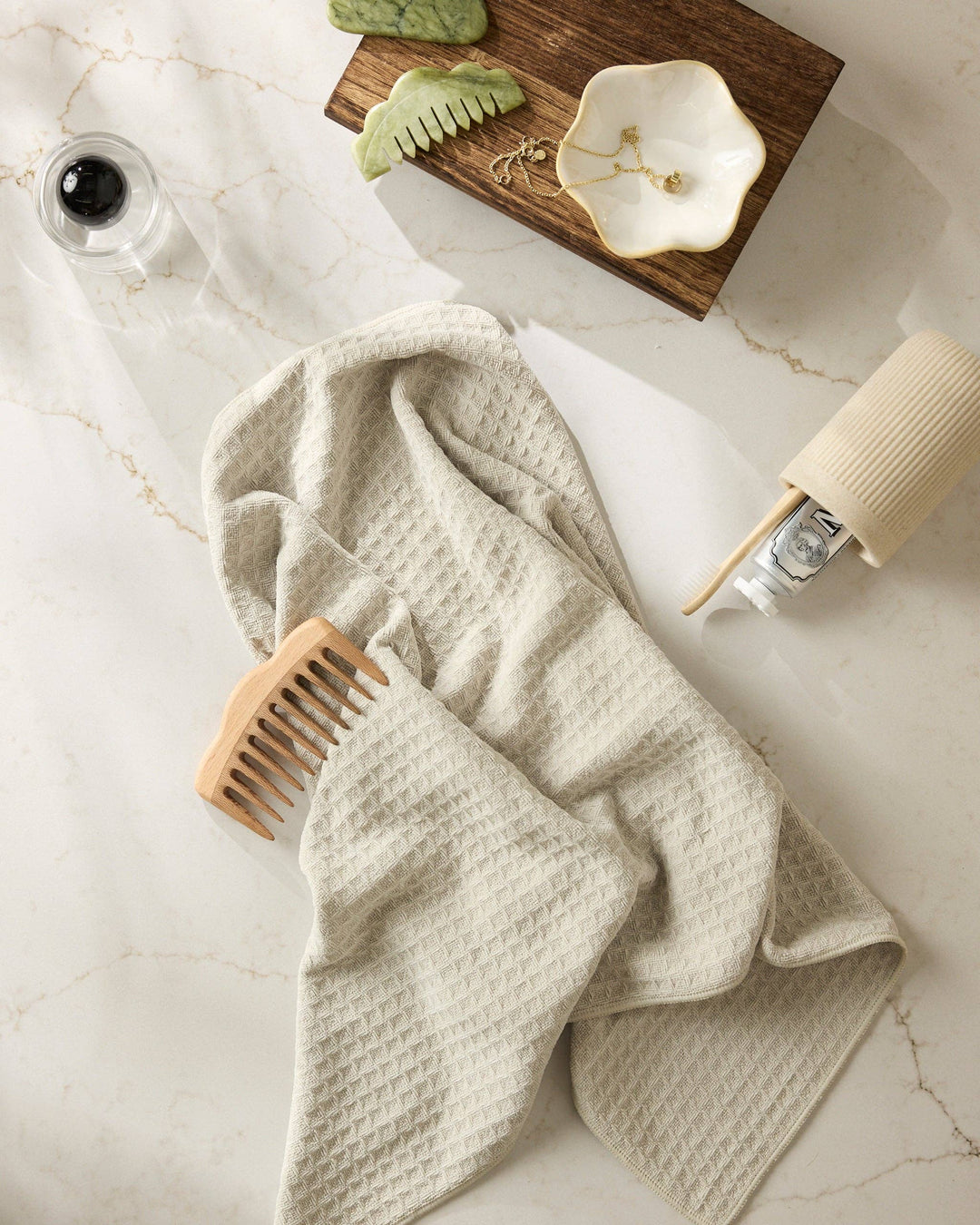 vanilla colored geometry hand towel