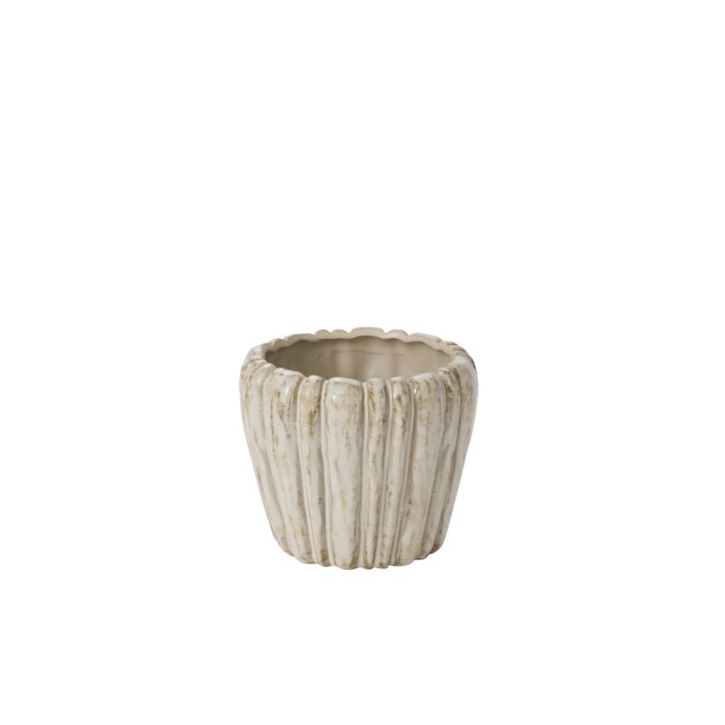 Decorative pot with a textured surface on a white background