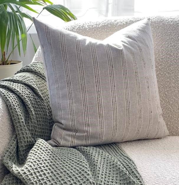 Neutral Striped Throw Pillow Cover | Landyn: 18x18