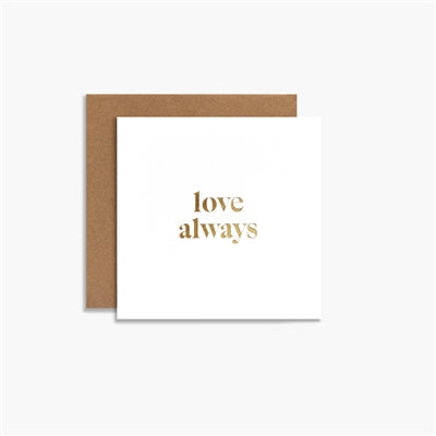 Greeting card with 'love always' text on a white background
