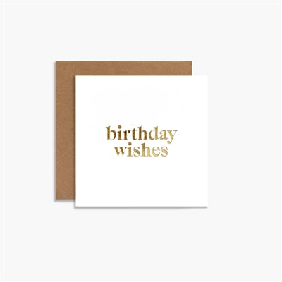 Greeting card with 'birthday wishes' text on a white background
