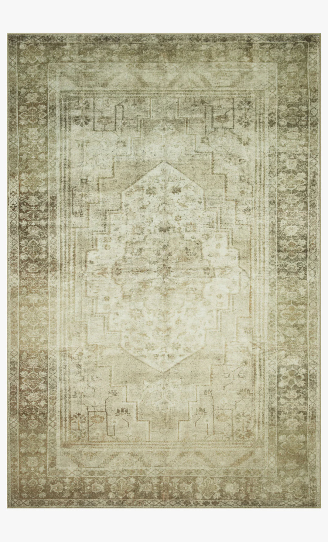 Decorative rug with a geometric pattern on a plain background