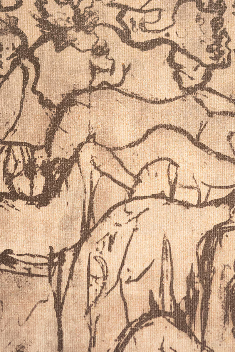Sketch of a nude figure on textured beige paper