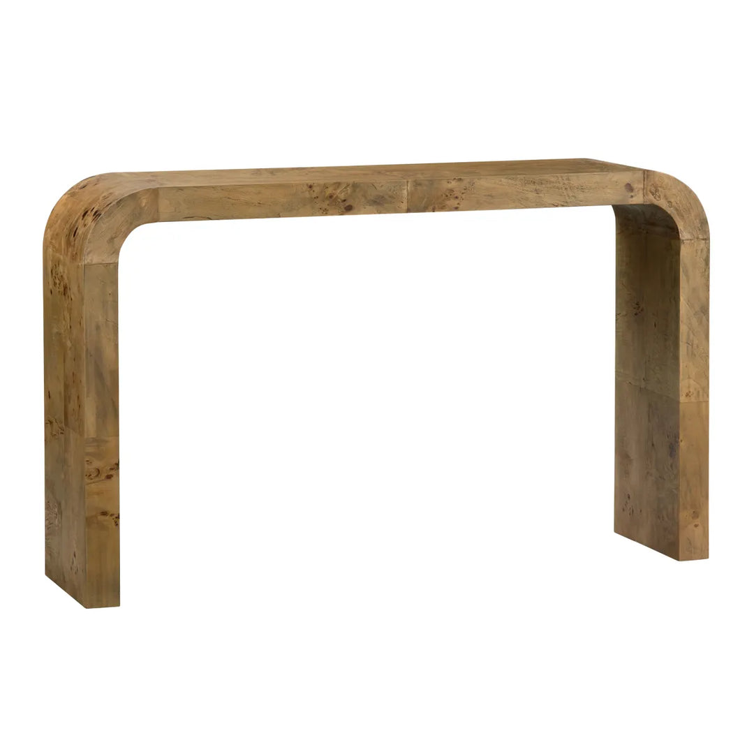 boho style Wooden console table on a white background