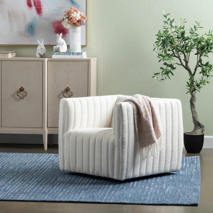 White textured accent chair 