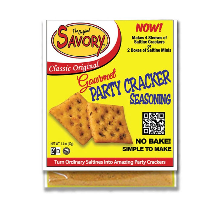 Savory Gourmet Party Cracker Seasoning packet on a white background