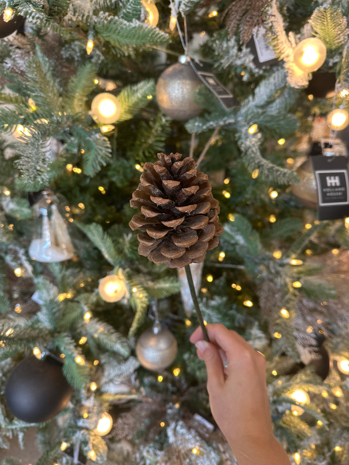 pine cone pick with green stem