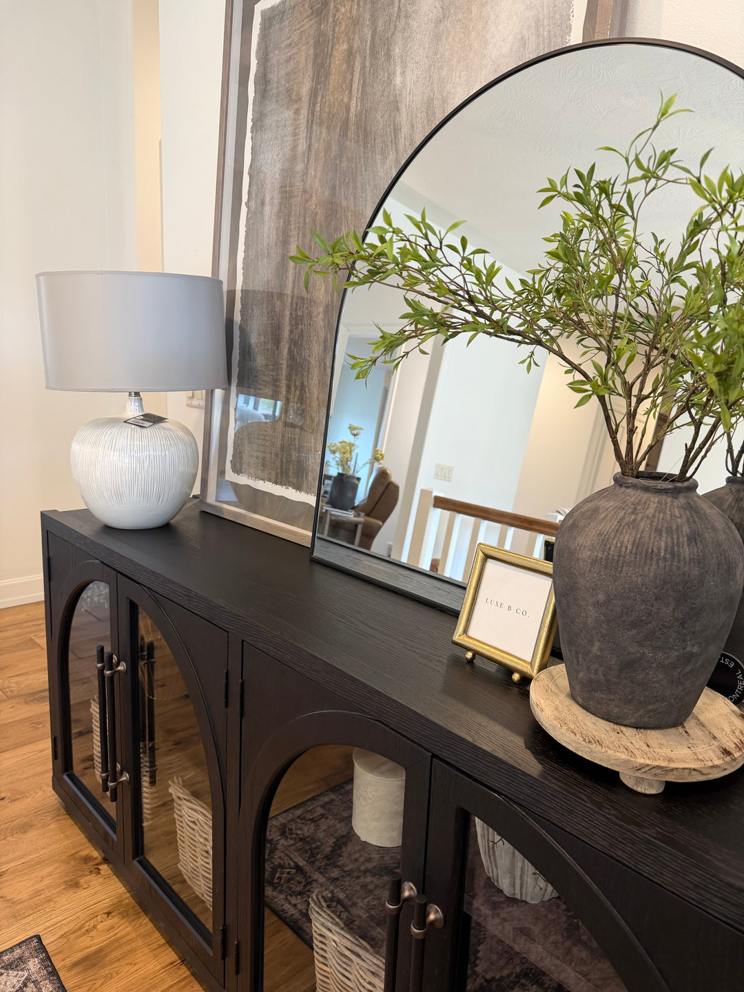 Arched Black Frame Mirror