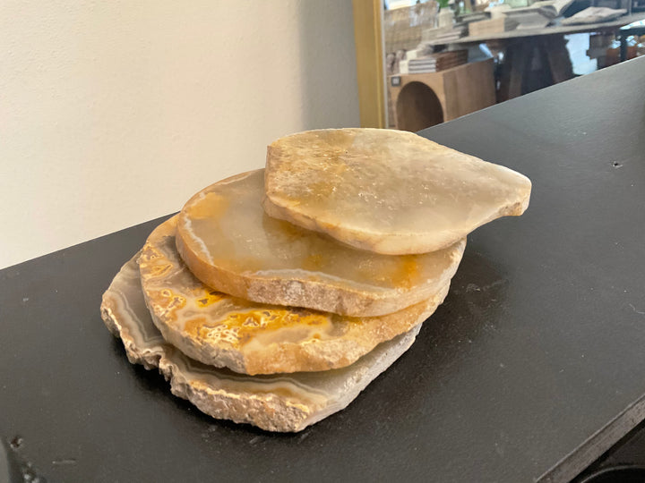 brownish agate coasters, set of 4