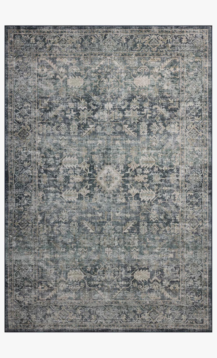 mixed blues patterned ocean toned rug