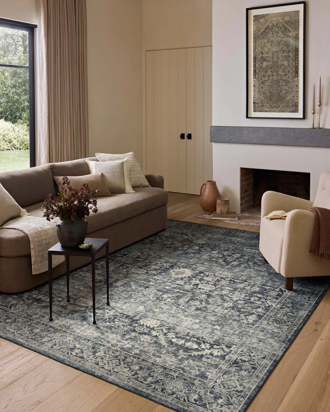 mixed blues patterned ocean toned rug