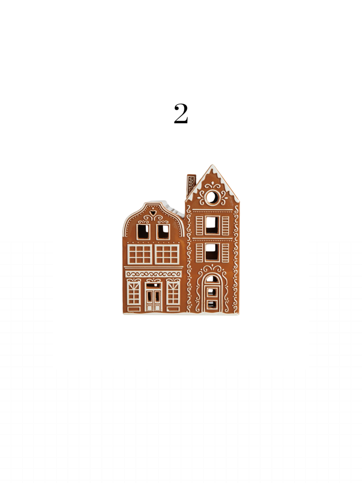 Hand-Painted Ceramic Gingerbread House with Embossed Design, Brown & White