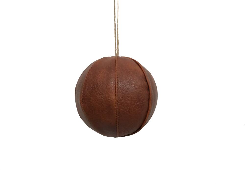 4" Mocha Brown Faux Leather Ball Ornament