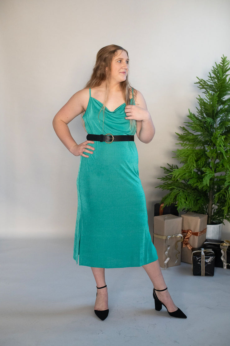 Curvy Emerald Draped Mini Dress