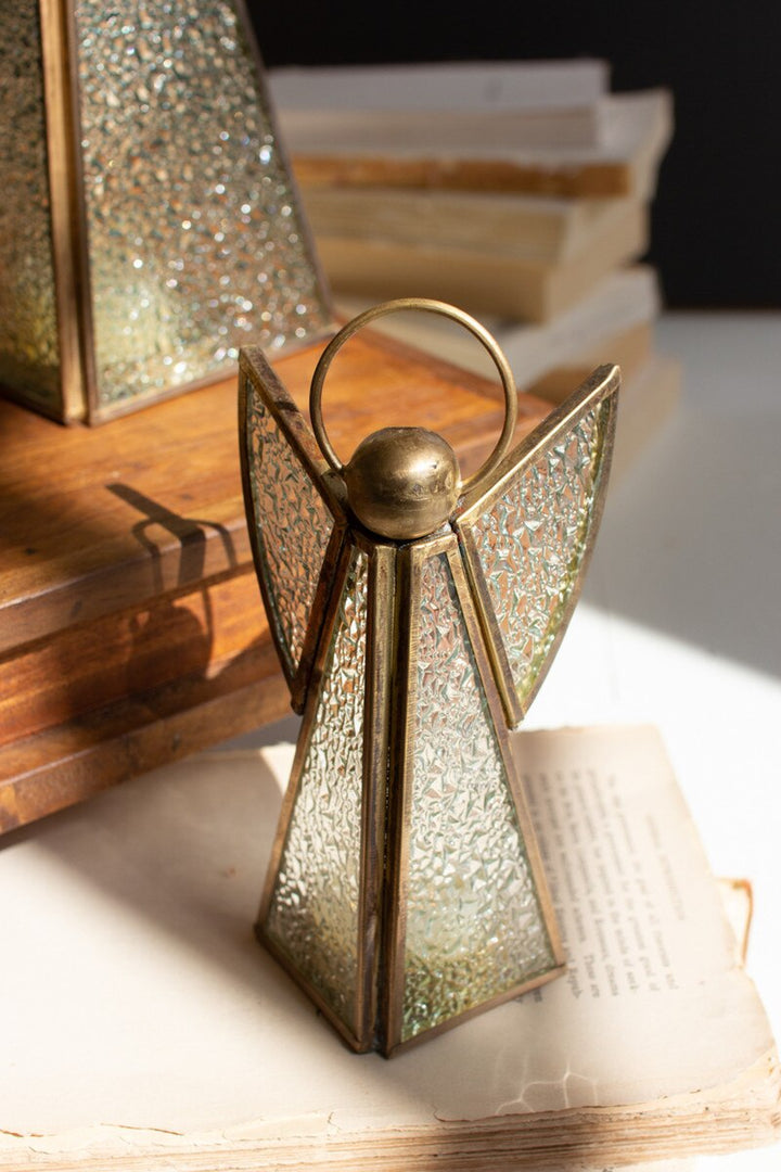 Antique Brass and Glass Christmas Angels