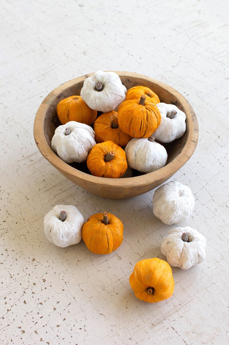 Bag of 15 Dried Miniature Faux Pumpkins- White
