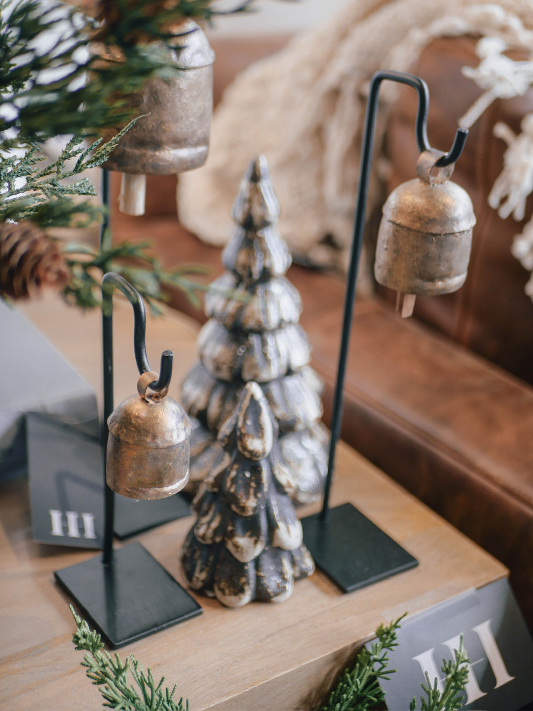 Vintage Inspired Iron Bell Stands Shelf Styling