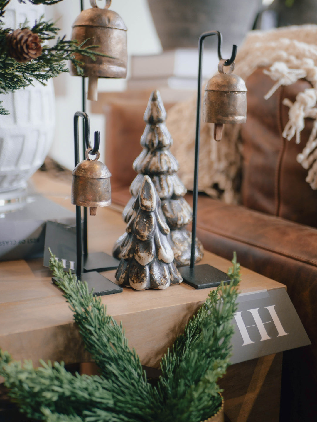 Vintage Inspired Iron Bell Stands Shelf Styling