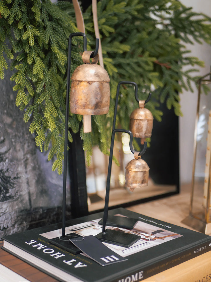 Vintage Inspired Iron Bell Stands Shelf Styling