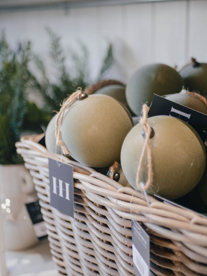 green velvet ornaments