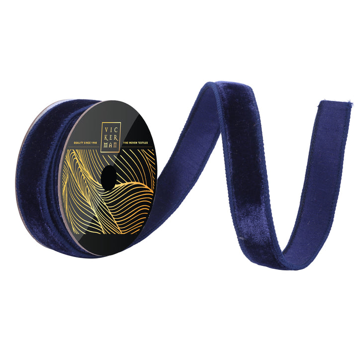Midnight Blue Velvet Wired Ribbon