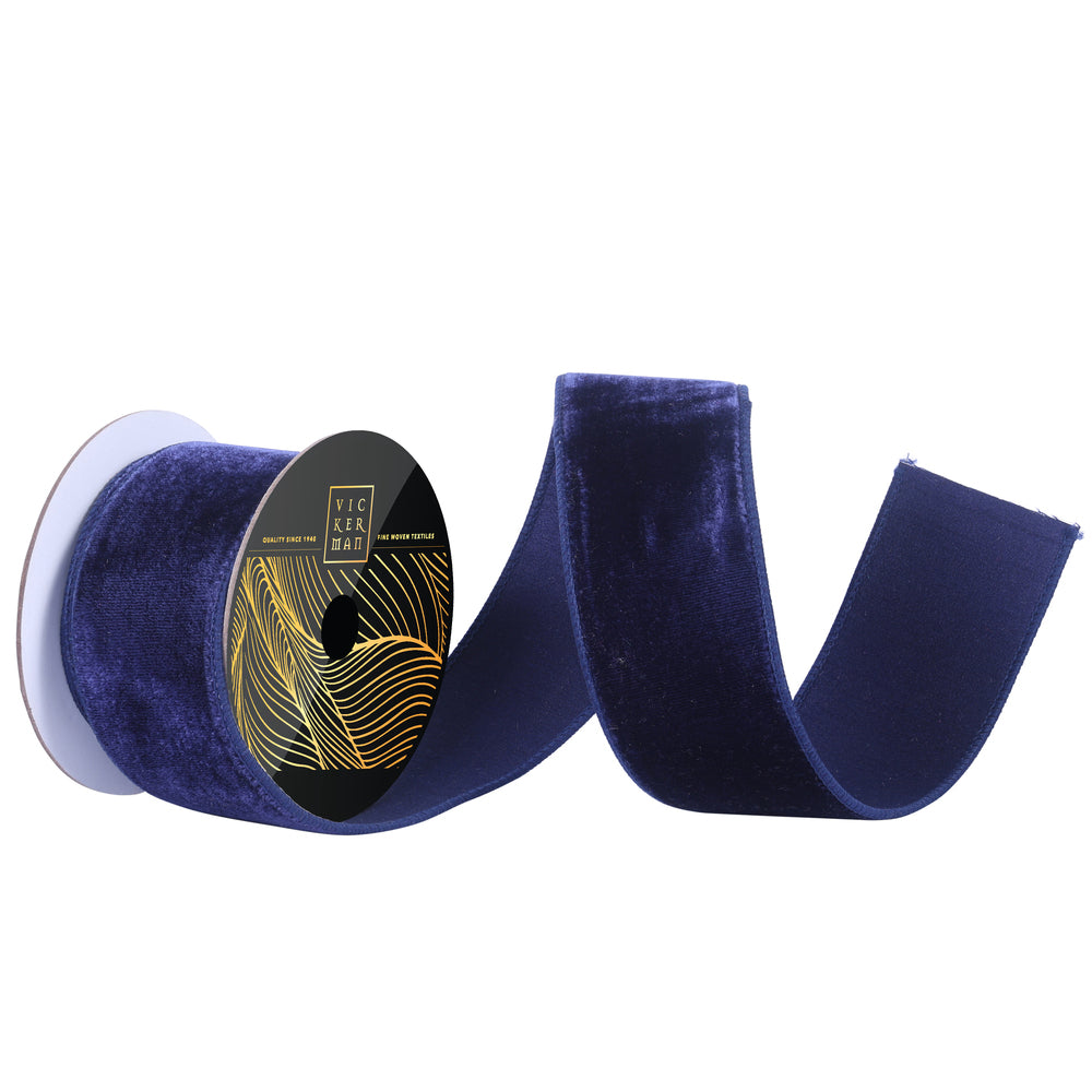 Midnight Blue Velvet Wired Ribbon