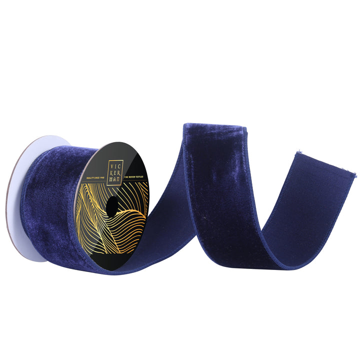 Midnight Blue Velvet Wired Ribbon