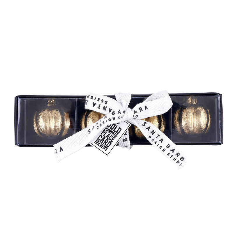 Gold Pumpkin Placecard Holders - Set of 4