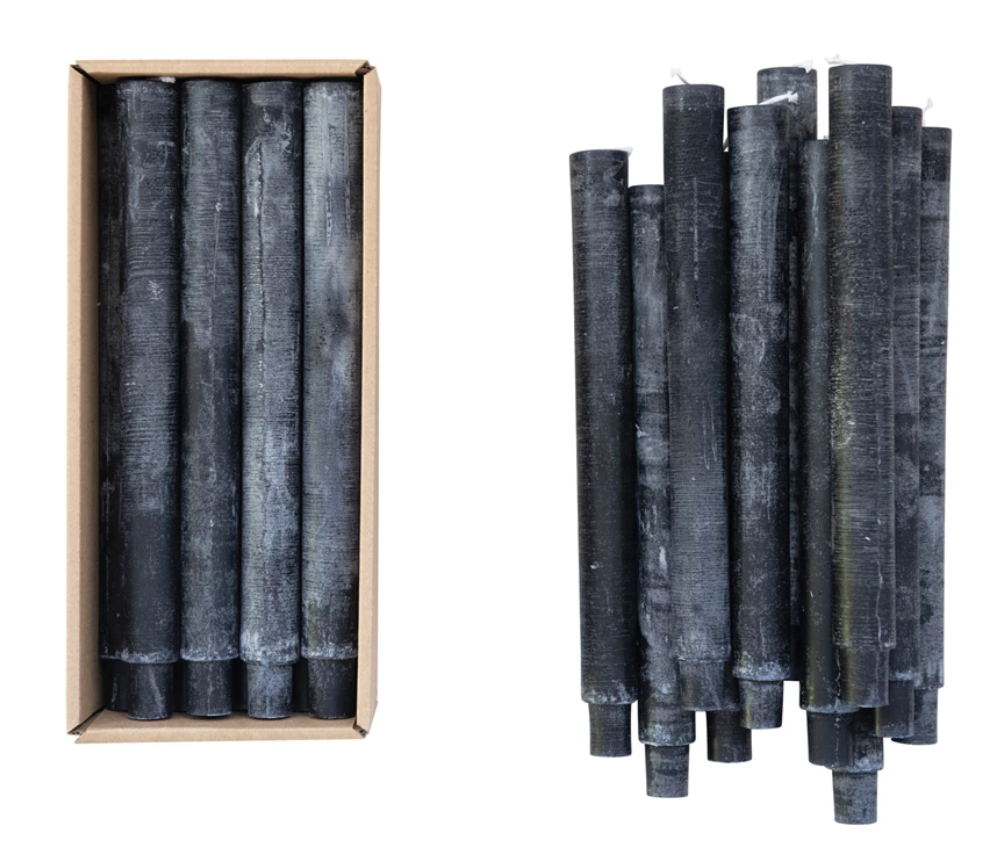 Unscented Taper Candles, Powder Finish, Set of 12