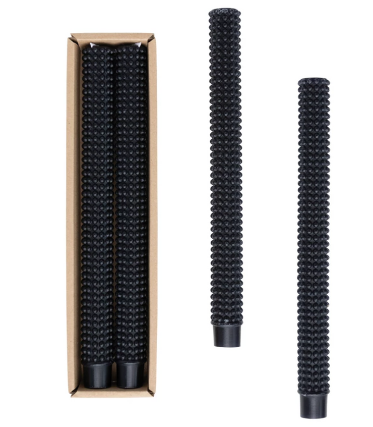 Unscented Hobnail Taper Candles in Box, Set of 2