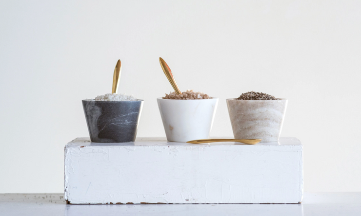 Marble Bowl with Spoon, Set of 2