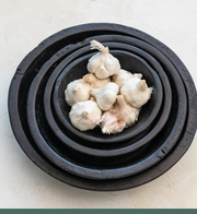 Round Decorative Reclaimed Wood Vintage Reproduction Bowls, Black