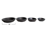 Round Decorative Reclaimed Wood Vintage Reproduction Bowls, Black