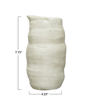 40 oz. Stoneware Handleless Pitcher, Reactive Glaze, White (Each One Will Vary)