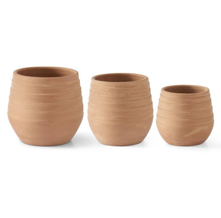 Wide Ribbed Terracotta Pots