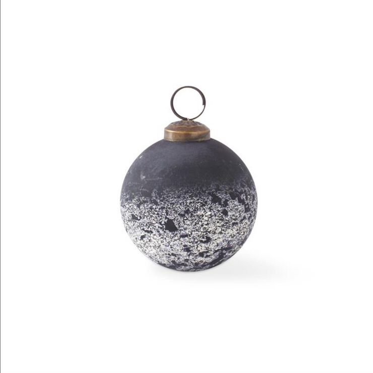 3 Inch Black & Half White w/Speckles Glass Ornament