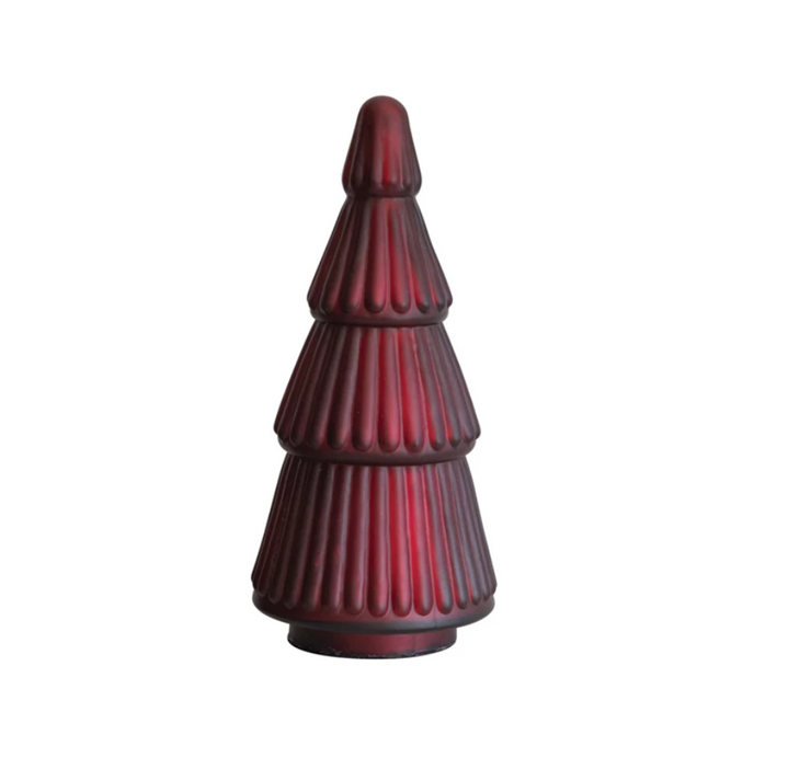 Embossed Mercury Glass Tree, Matte Burgundy