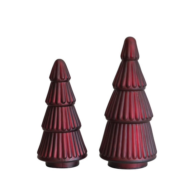 Embossed Mercury Glass Tree, Matte Burgundy