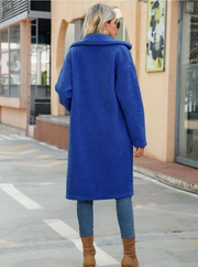 Royal Blue Sherpa Long Coat